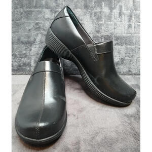 Work Wonders by DANSKO Women's 39 Black Leather Nursing Comfort Slip On Clogs